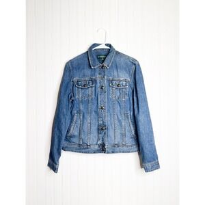 Lauren Jeans Co Ralph Lauren Women's Denim Jacket Blue Size XL Classic Button